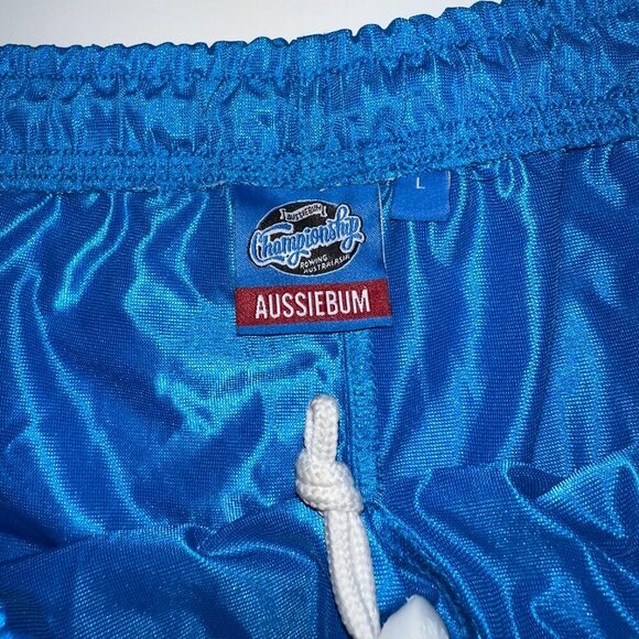AussieBum Men’s Blue Athletic Shorts Size L NWOT Retro Gym Swim Track Style - Picture 6 of 7